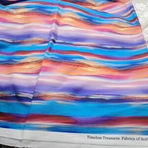 Timeless Treasures‎ Fabric, Colorful Stripe Pattern, Cotton Blend, 1 Yard+